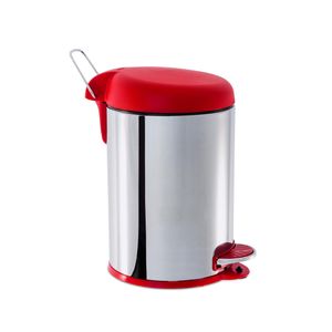 Lixeira Brinox 3048/212 Inox Com Pedal 5L Tampa Vermelha