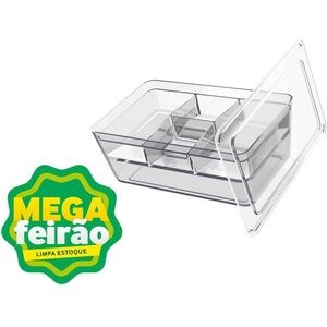 Caixa Organizadora Retangular Retro Coza com Divisória Cristal