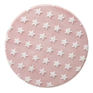 Tapete Jolitex Mimo Estrelas Redondo Rosa Diâmetro 1m
