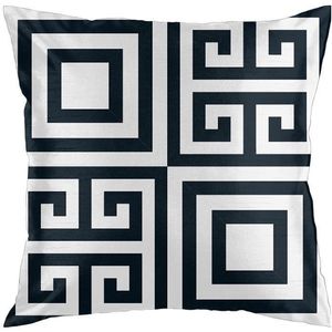 Capa de Almofada Grecia Jolitex Estampa 1 Azul e Branco 43x43cm