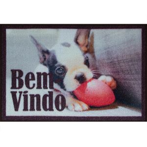 Tapete Uzoo de Entrada Digital Dog Preto e Branco 60x40cm