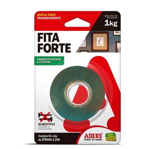 Fita Dupla Face Forte Adere Transparente 24mm 2m