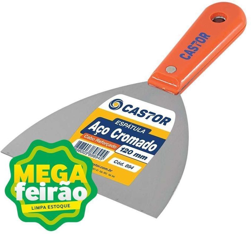 Espatula-de-Aco-Cromado-com-Cabo-Plastico-Reforcado-Laranja-Castor-120mm