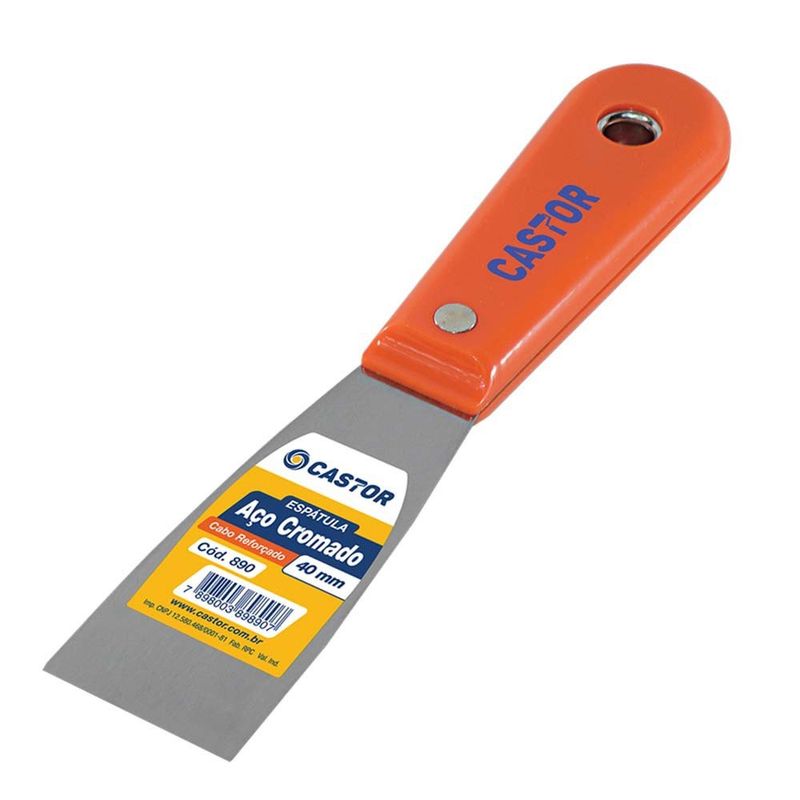 ESPATULA-DE-ACO-CROMADO-COM-CABO-PLASTICO-REFORCADO-LARANJA-CASTOR-40MM