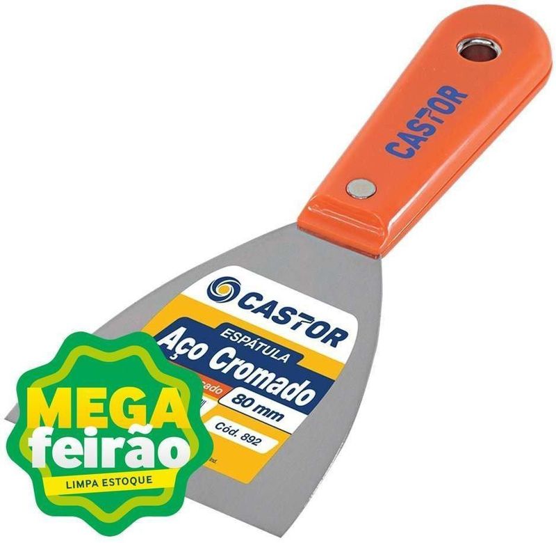 Espatula-de-Aco-Cromado-com-Cabo-Plastico-Reforcado-Laranja-Castor-80mm