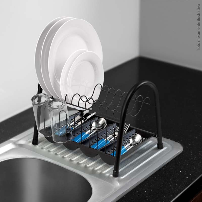 Escorredor-de-Louca-Arthi-2524-Duplo-com-Bandeja-Black