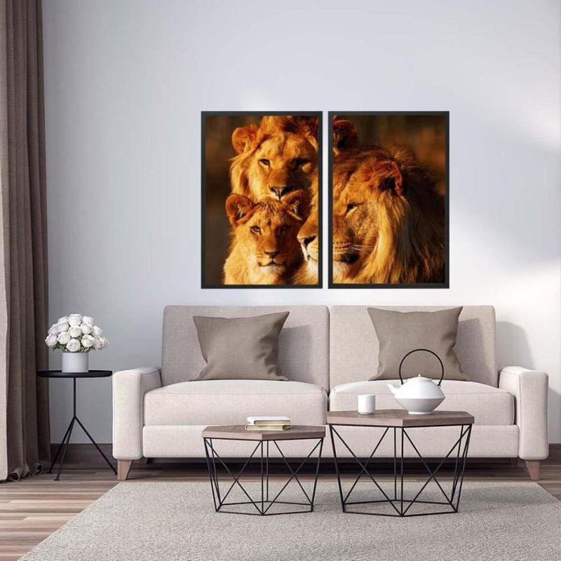 QUADRO-DECORATIVO-ARTE-PROPRIA-KIT-2-PECAS-FAMILIA-LEAO-40X60CM