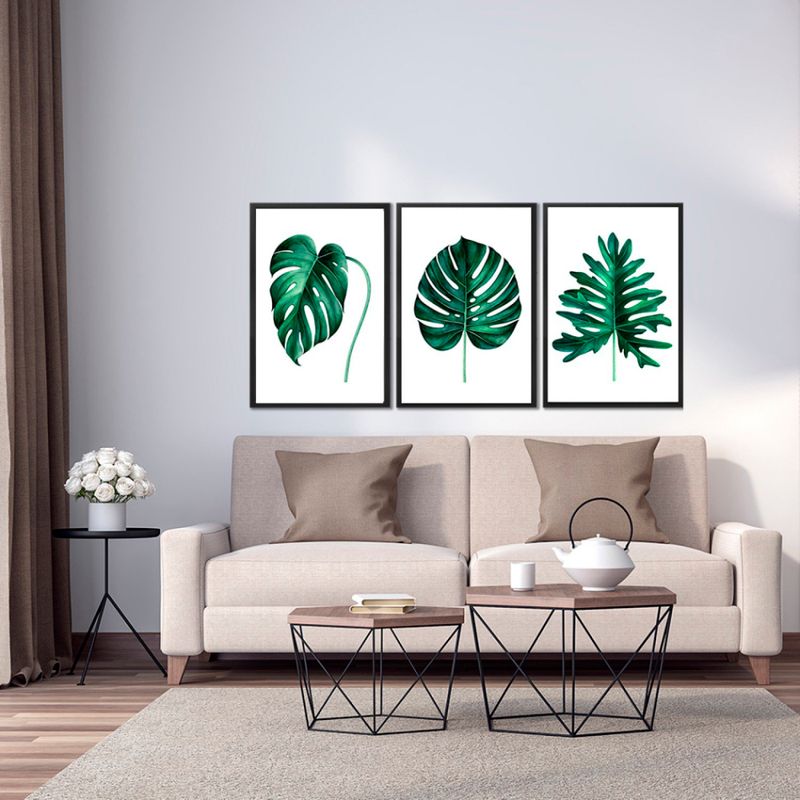 QUADRO-DECORATIVO-ARTE-PROPRIA-KIT-3-PECAS-FOLHAGENS-DESENHO-1-40X60CM
