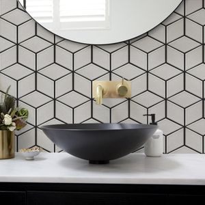 Adesivo de Azulejo Lavável Grudado Elegant Diamond Com 2 Folhas 45x60cm