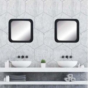 Espelho Decorativo Arte Própria Trapézio Preto Fosco 50x50cm