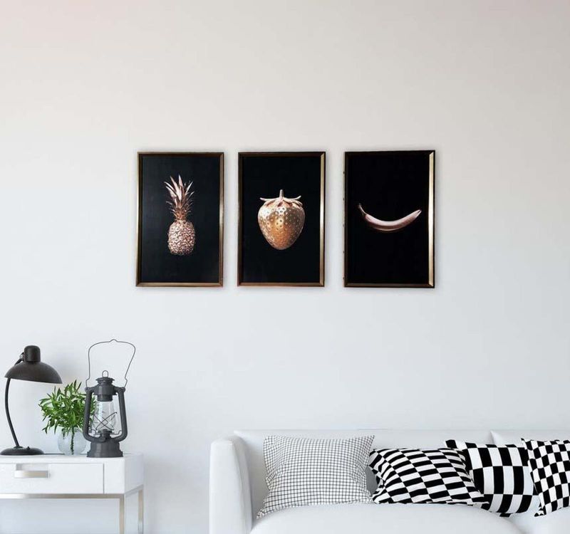 QUADRO-DECORATIVO-ARTE-PROPRIA-ABACAXI-PRETO-E-DOURADO-50X30CM