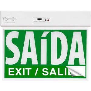 Sinalização Saída Segurimax Slim Df Verde com Seletor 24x18cm