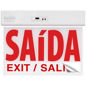 Sinalização Saída Segurimax Slim Fu Vermelha com Seletor 24x18cm