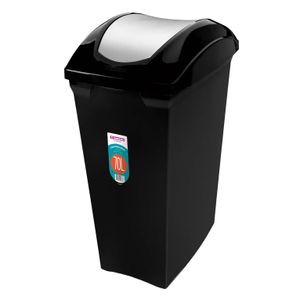 Lixeira Basculante Plástico Sanremo Slim Preto 70L