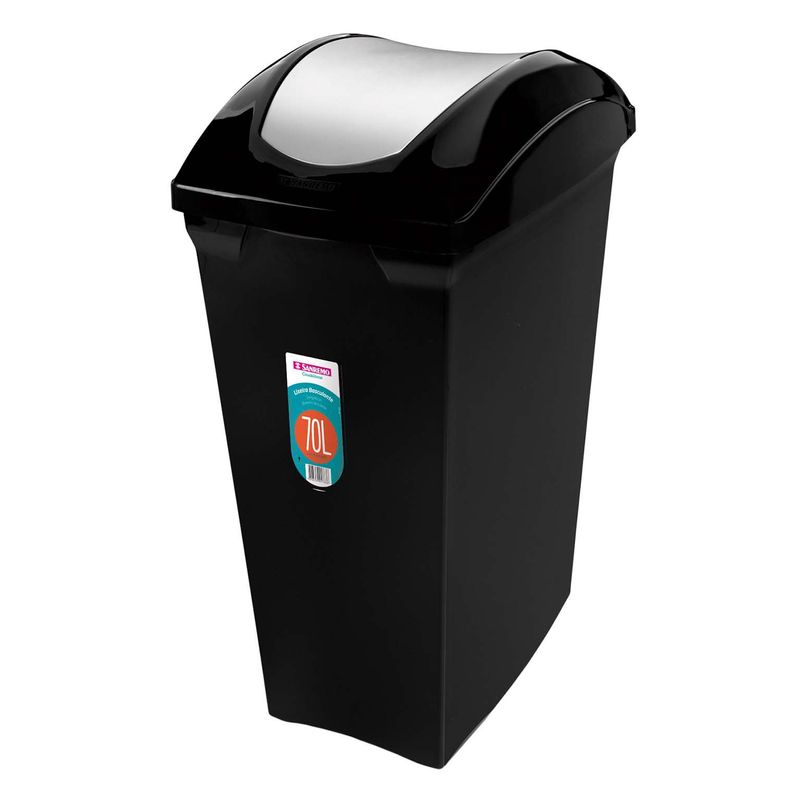 LIXEIRA-BASCULANTE-PLASTICO-SANREMO-SLIM-PRETO-70L