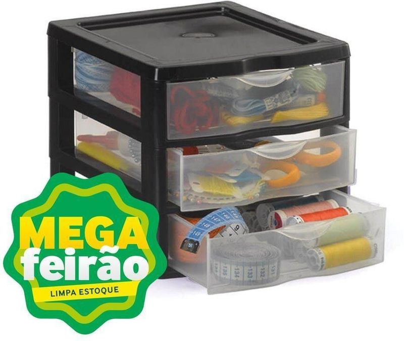Gaveteiro-Nitron-Pequeno-3-Andares-Preto-3-Gavetas