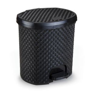Lixeira Rattan Nitron 052/P 6 Litros Preta Com Pedal Tampa