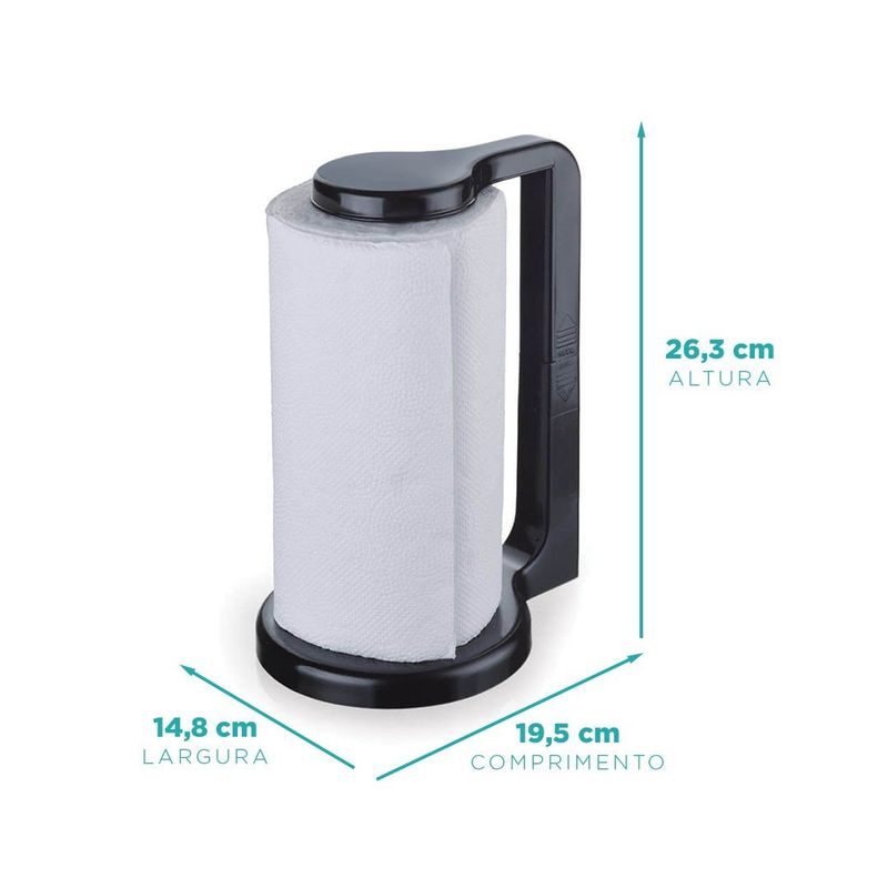 PORTA-PAPEL-TOALHA-NITRON-081-P-PRETO-LISO