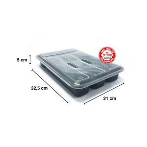 Porta Talher Gaveta Nitron Paris Preto Liso Com Tampa