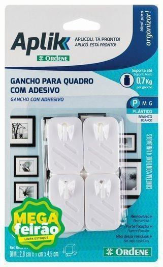 Gancho-Plastico-Adesivo-Aplik-Para-Quadro-P-4-unidade-Branco