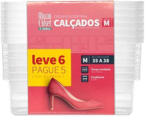 Conjunto Caixa Plástica Para Sapato Ordene M Leve 6 Pague 5