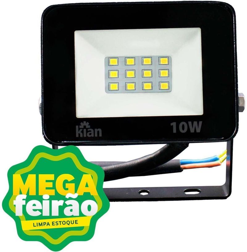 Projetor-Led-Retagular-10W-6500K--Branca-Fria--Kian-Bivolt