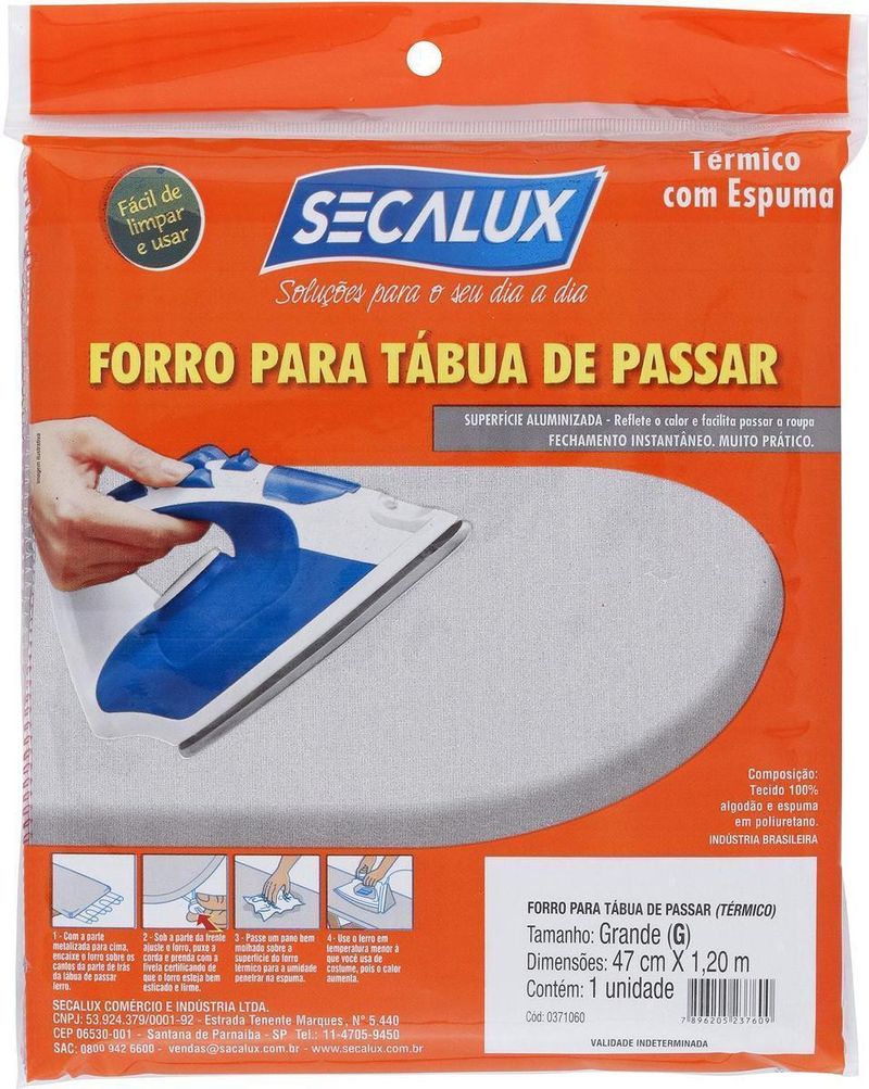 Capa Para Tábua Passar Secalux G 50x120 Cinza
