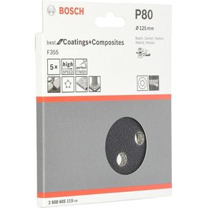 Disco de Lixa Para Concreto Roto Orbital Grão 80 Bosch 125mm Pacote com 5 unidades