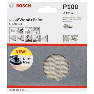 Disco de Lixa Grão 100 Bosch Net 125mm Bosch Pacote com 5 Unidades