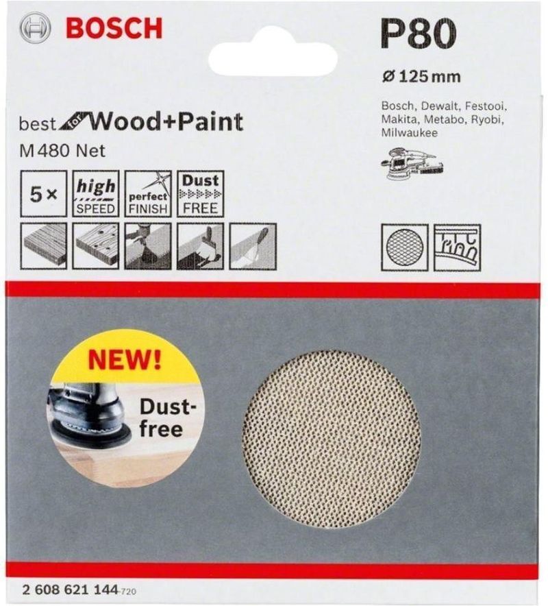 Disco-de-Lixa-Grao-80-Bosch-Net-125mm-Bosch-Pacote-com-5-Unidades