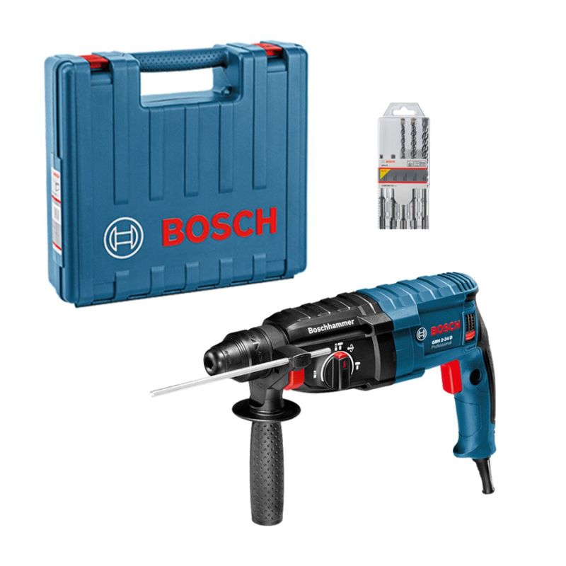 MARTELETE-PERFURADOR-BOSCH-GBH-2-24-D-820W-220-VOLTS-COM-5-BROCAS-E-MALETA