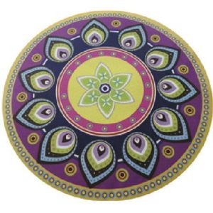 Tapete de Yoga Redondo de PVC Neolar Mandala Zita Roxo 3mm 120cm de Diâmetro