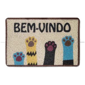Tapete PVC Neolar Capacho Patinhas Bege 40x60cm