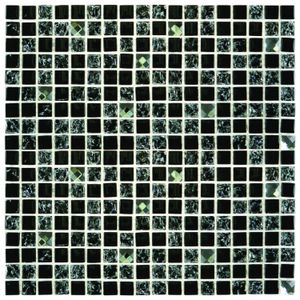 Pastilha de Vidro Glass Mosaic Diamond Preta 30X30Cm
