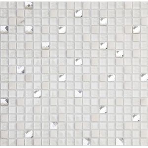 Pastilha de Vidro e Pedra Glass Mosaic Glass Stone Branco 30X30Cm 6Mm