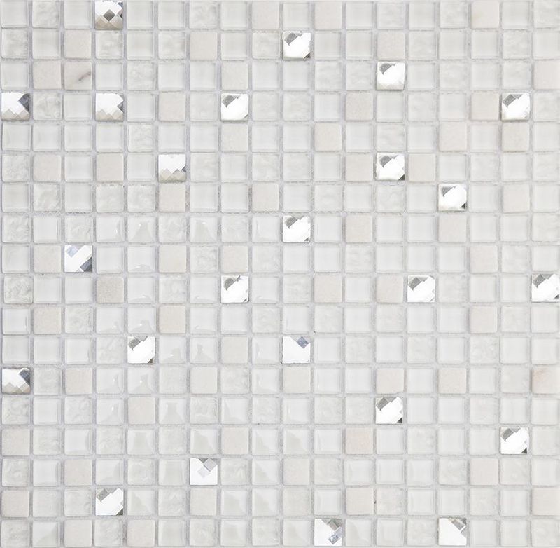 Pastilha-de-Vidro-e-Pedra-Glass-Mosaic-Glass-Stone-Branco-30X30Cm-6Mm