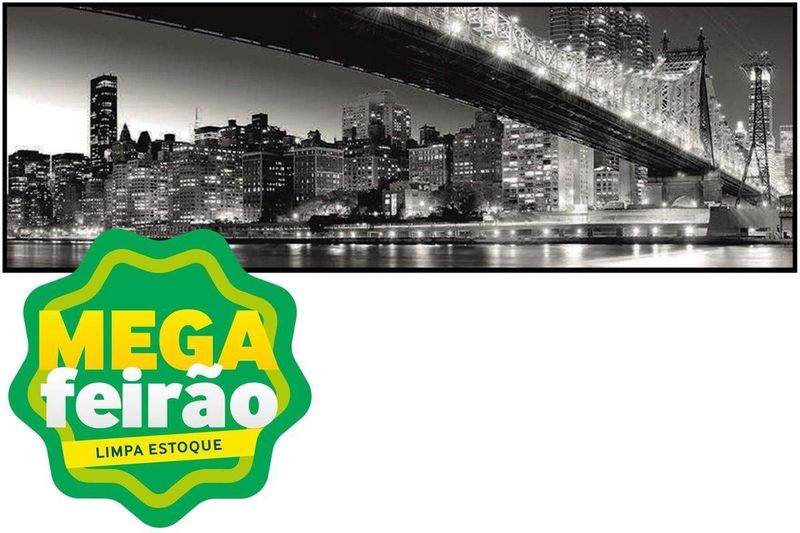 Quadro-Decorativo-E2G-Design-Barcelona-Bridge-Lights-Petro-e-Branco-30x90cm