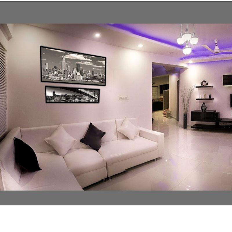 QUADRO-DECORATIVO-E2G-DESIGN-BARCELONA-BRIDGE-LIGHTS-PETRO-E-BRANCO-30X90CM
