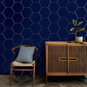 Revestimento Para Parede Interna e Externa Ceral 11,45x11,45cm Hexa Blue Esmaltado Bold Classe A