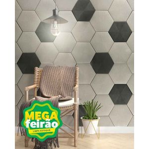 Revestimento Para Parede Interna e Externa Ceral 11,45x11,45cm Hexa Connect Soft Grey Esmaltado Bold Classe A