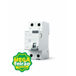 Dispositivo de Proteção Elétrica DR Siemens 2 Polos 1 Neutro 25A/30mA 5SV5 312-0MB Tipo AC