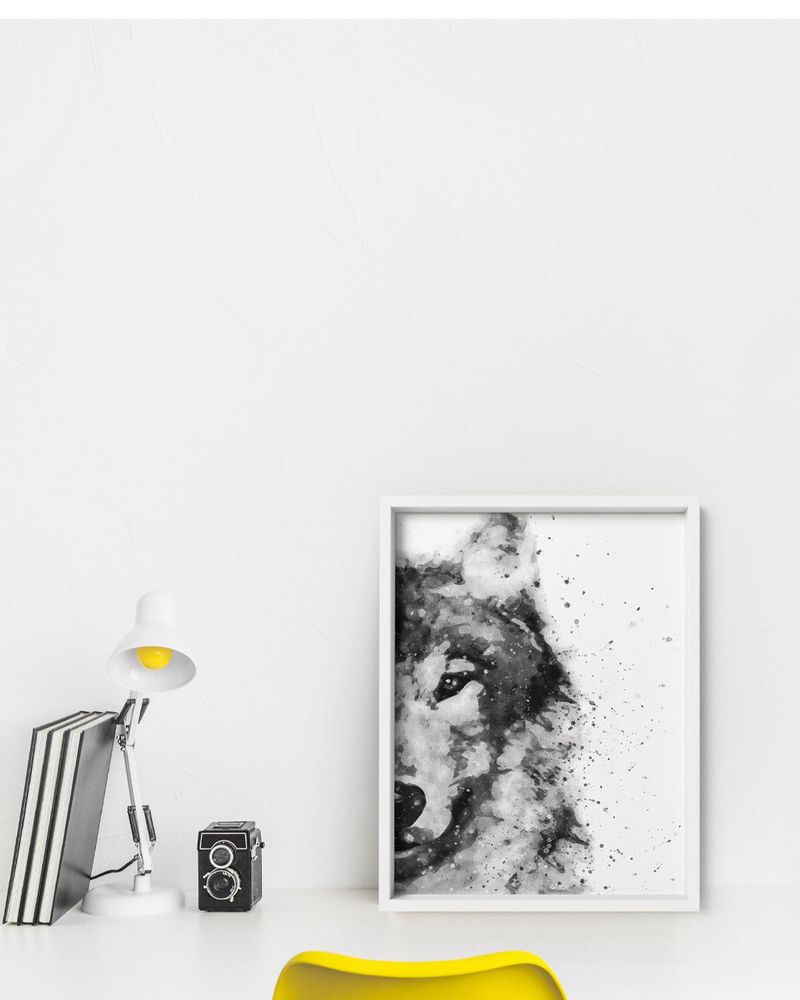 QUADRO-DECORATIVO-ILLUMINATO-LOBO-AQUARELA