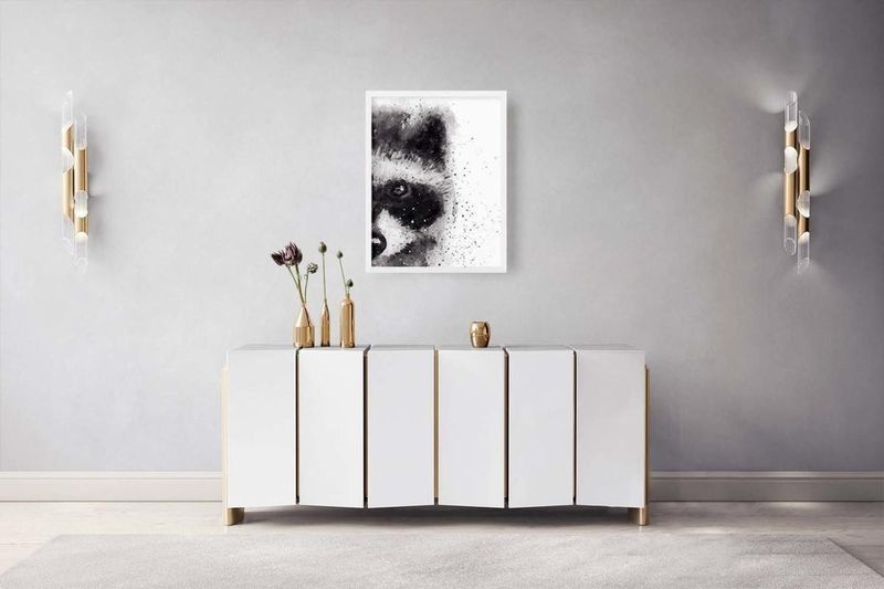 Quadro-Decorativo-Illuminato-Guaxinin-Aquarela