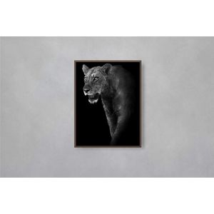 Quadro Decorativo Illuminato Leoa Preto e Branco