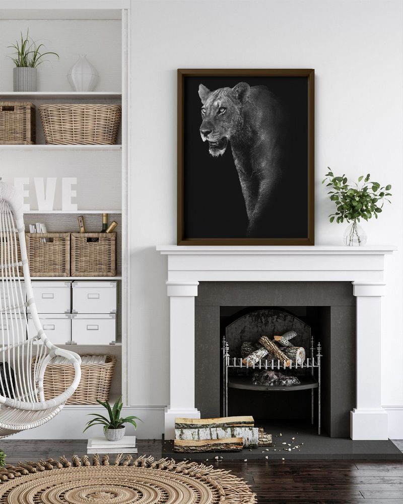 QUADRO-DECORATIVO-ILLUMINATO-LEOA-PRETO-E-BRANCO