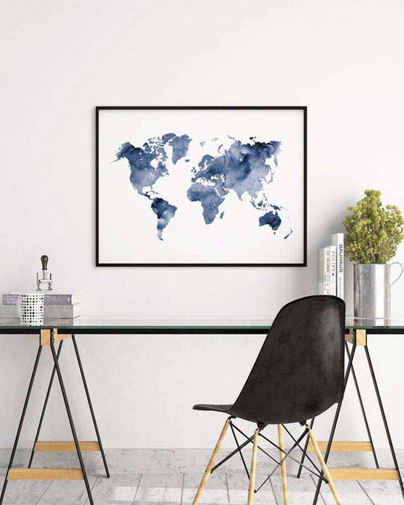 QUADRO-DECORATIVO-ILLUMINATO-MAPA-MUNDI-AQUARELA-AZUL