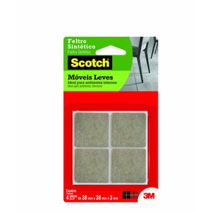 Feltro Sintético Para Móveis Leves 3M Scotch Quadrado Marrom Grande Cartela com 4 Unidades