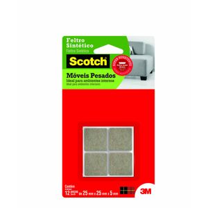 Feltro Sintético Para Móveis Pesados 3M Scotch Quadrado Marrom Grande Cartela com 12 Unidades