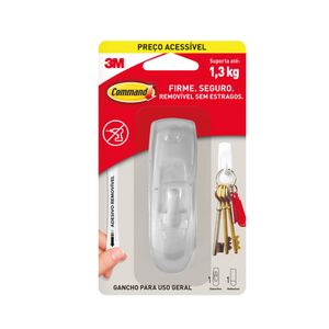 Gancho Adesivo de Parede Grande Command Scotch Branco Suporta até 1,3Kg