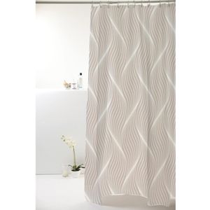 Cortina Box de Banheiro Uzoo Poliester Textura Ondas Cinza 1,98x1,80m